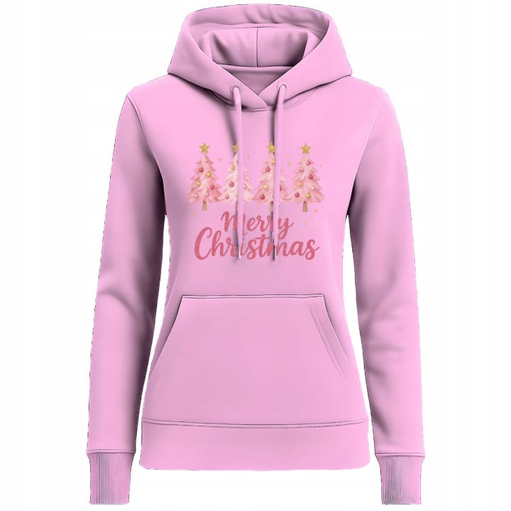 Bluza damska Świąteczna Pink Christmas Trees różowa magia Świąt