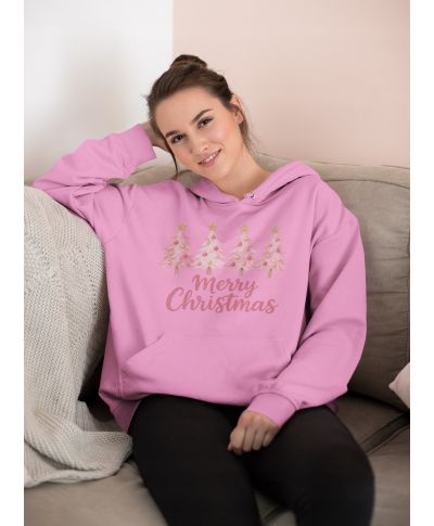 Bluza damska Świąteczna Pink Christmas Trees różowa magia Świąt