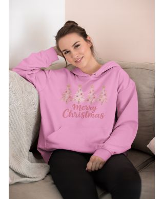Bluza damska Świąteczna Pink Christmas Trees różowa magia Świąt