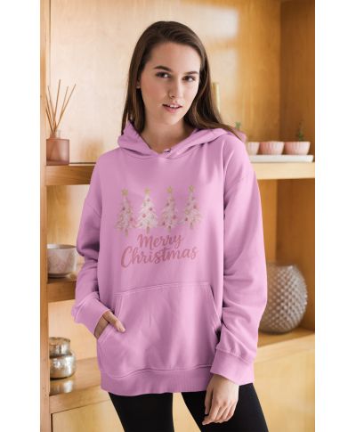 Bluza damska Świąteczna Pink Christmas Trees różowa magia Świąt
