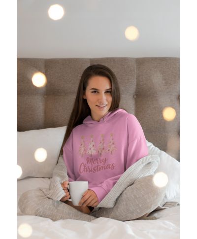 Bluza damska Świąteczna Pink Christmas Trees różowa magia Świąt