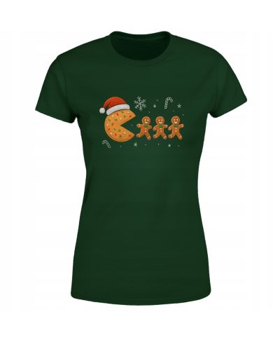 Koszulka damska Świąteczna Ciasteczkowy Pac-Man zabawny ciacho