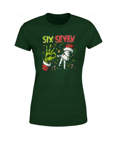 Koszulka damska Świąteczna Six Seven połączenie humoru i klimatu Świąt