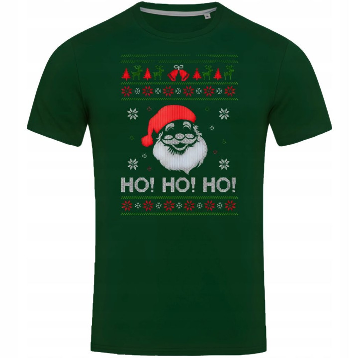 Koszulka męska Świąteczna na Święta HO! HO! HO! ugly sweater Mikołaj