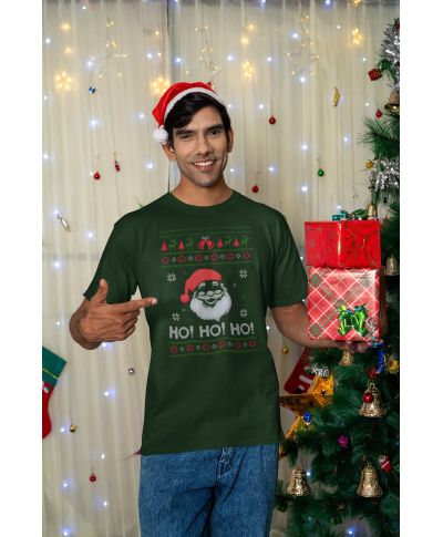 Koszulka męska Świąteczna na Święta HO! HO! HO! ugly sweater Mikołaj
