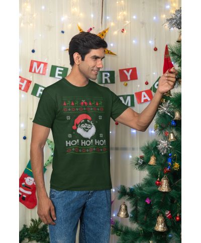 Koszulka męska Świąteczna na Święta HO! HO! HO! ugly sweater Mikołaj