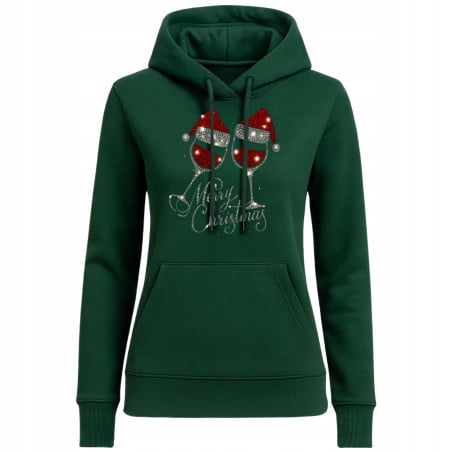 Bluza damska Świąteczna Merry Christmas kieliszki w czapkach mikołaja