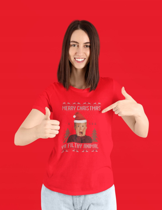 Koszulka damska Świąteczna filmowa Kevin sam w domu T-shirt świąteczny — zdjęcie 2