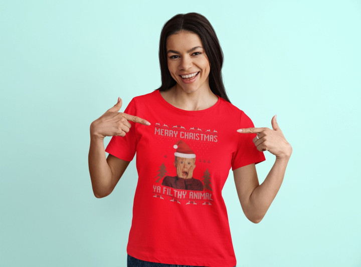Koszulka damska Świąteczna filmowa Kevin sam w domu T-shirt świąteczny — zdjęcie 4