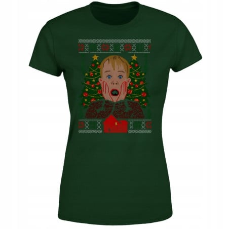 Koszulka damska Świąteczna z filmową twarzą Kevina T-shirt Kevin zaskoczony