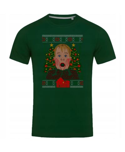 Koszulka męska Świąteczna z filmową twarzą Kevina T-shirt Kevin zaskoczony