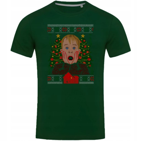 Koszulka męska Świąteczna z filmową twarzą Kevina T-shirt Kevin zaskoczony