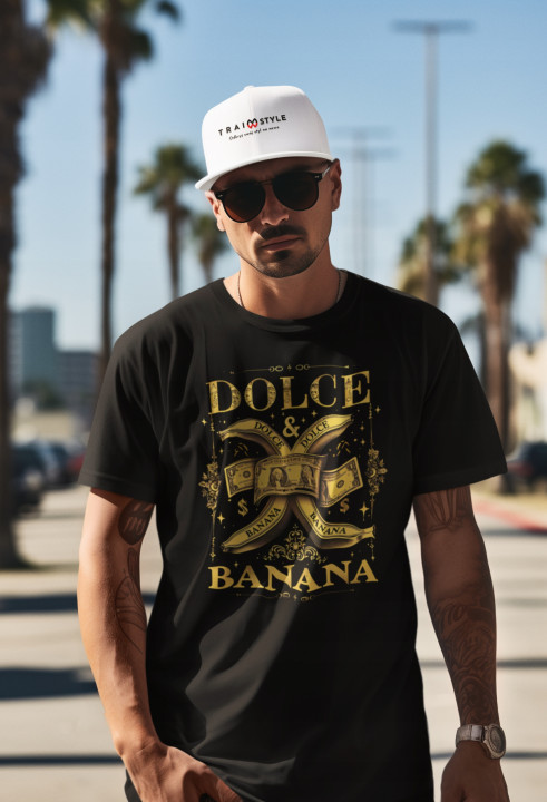 Koszulka męska DOLCE & BANANA Moda i elegancja z humorem śmieszny T-shirt — zdjęcie 2