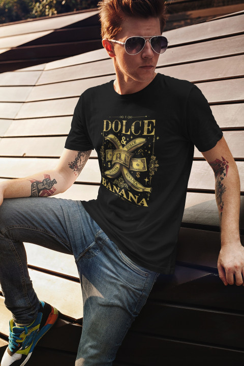 Koszulka męska DOLCE & BANANA Moda i elegancja z humorem śmieszny T-shirt — zdjęcie 4