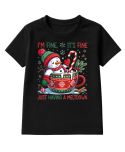 Koszulka dziecięca Świąteczna na Święta Bałwan w kubku I'm fine, it's fine