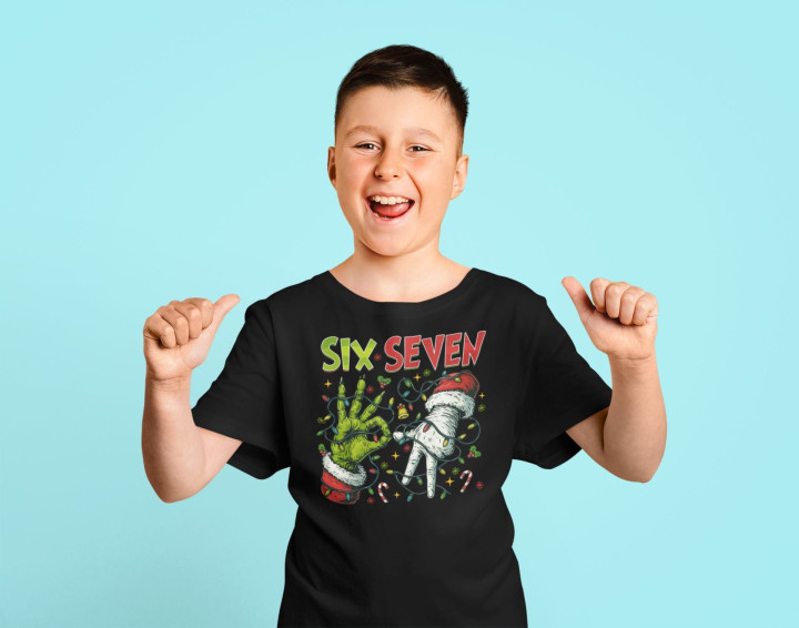 Koszulka dziecięca Świąteczna Six Seven połączenie humoru i klimatu Świąt — zdjęcie 4