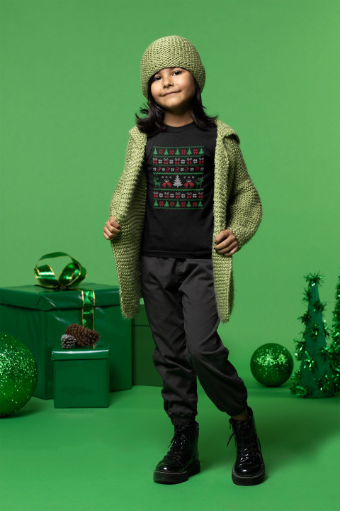 Koszulka dziecięca Świąteczna Classic Knit Pattern w stylu ugly sweater — zdjęcie 2