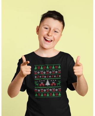 Koszulka dziecięca Świąteczna Classic Knit Pattern w stylu ugly sweater