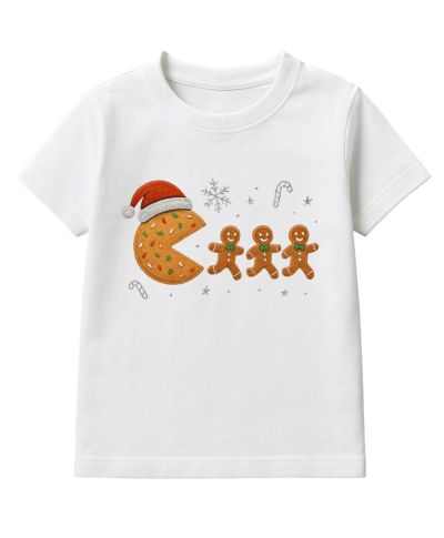 Koszulka dziecięce Świąteczna Ciasteczkowy Pac-Man zabawny ciacho