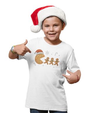 Koszulka dziecięce Świąteczna Ciasteczkowy Pac-Man zabawny ciacho