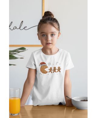 Koszulka dziecięce Świąteczna Ciasteczkowy Pac-Man zabawny ciacho