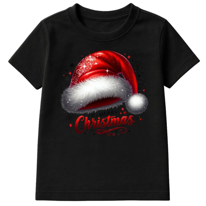 Koszulka dziecięca Świąteczna „Merry Christmas” czapka Mikołaja klasyk