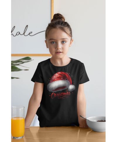 Koszulka dziecięca Świąteczna „Merry Christmas” czapka Mikołaja klasyk