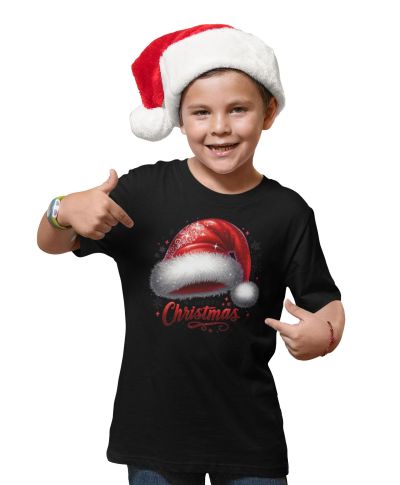 Koszulka dziecięca Świąteczna „Merry Christmas” czapka Mikołaja klasyk