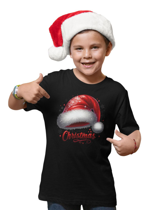 Koszulka dziecięca Świąteczna „Merry Christmas” czapka Mikołaja klasyk — zdjęcie 3