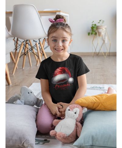 Koszulka dziecięca Świąteczna „Merry Christmas” czapka Mikołaja klasyk