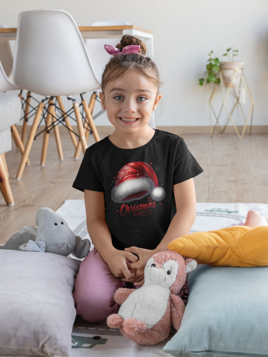 Koszulka dziecięca Świąteczna „Merry Christmas” czapka Mikołaja klasyk — zdjęcie 4