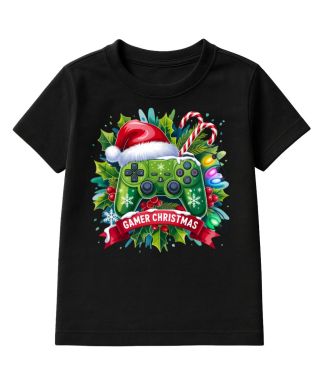 Koszulka dziecięca Świąteczna Gamer Christmas dla fanów gier Pad do gry