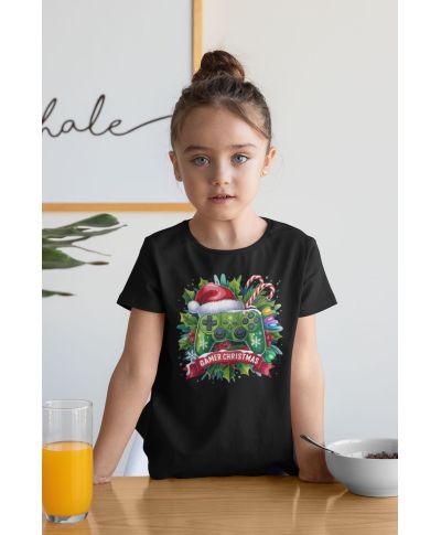 Koszulka dziecięca Świąteczna Gamer Christmas dla fanów gier Pad do gry