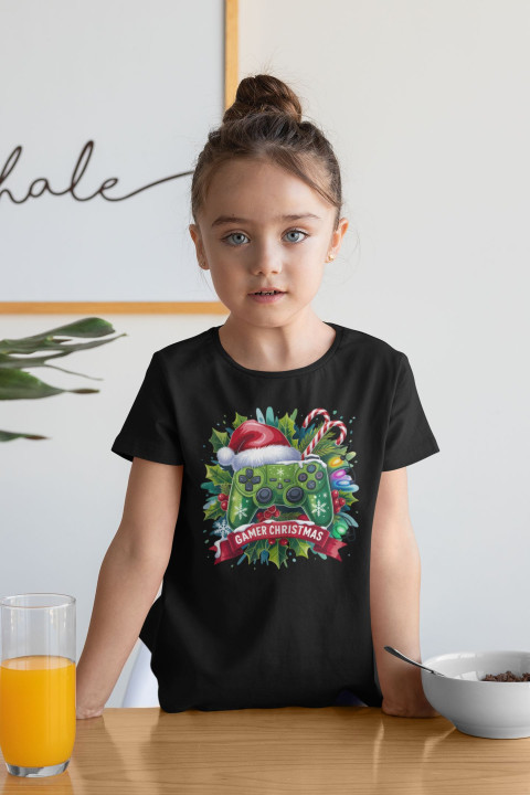 Koszulka dziecięca Świąteczna Gamer Christmas dla fanów gier Pad do gry — zdjęcie 4