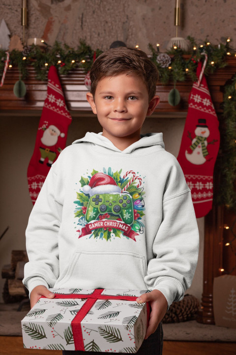 Bluza dziecięca Świąteczna Gamer Christmas dla fanów gier Pad do gry — zdjęcie 3
