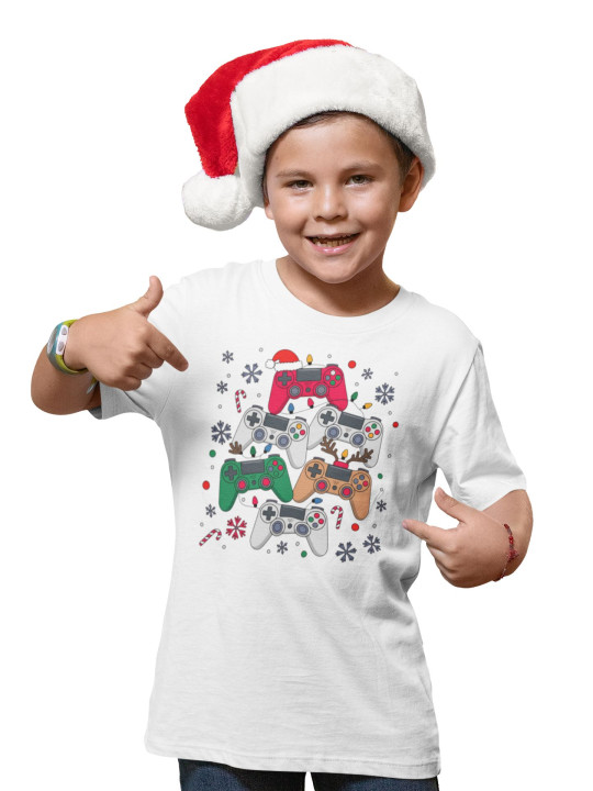 Koszulka dziecięca Świąteczna dla gracza „Gamer Christmas” Pady do gry — zdjęcie 2