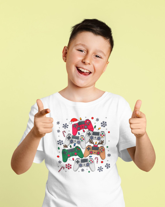 Koszulka dziecięca Świąteczna dla gracza „Gamer Christmas” Pady do gry — zdjęcie 4