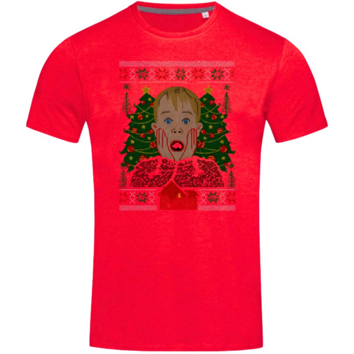 Koszulka męska Świąteczna z filmową twarzą Kevina T-shirt Kevin zaskoczony