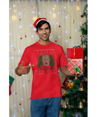 Koszulka męska Świąteczna z filmową twarzą Kevina T-shirt Kevin zaskoczony