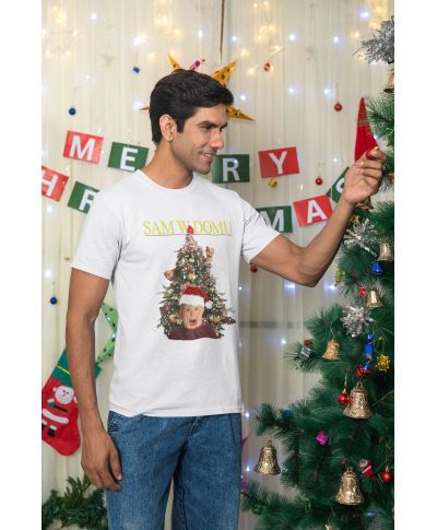 Koszulka męska świąteczna z motywem Sam w domu Kevin śmieszny prezent