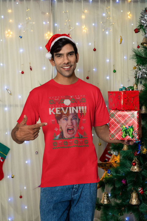 Koszulka męska Świąteczna z motywem Kevin Sam w domu!!! — zdjęcie 3