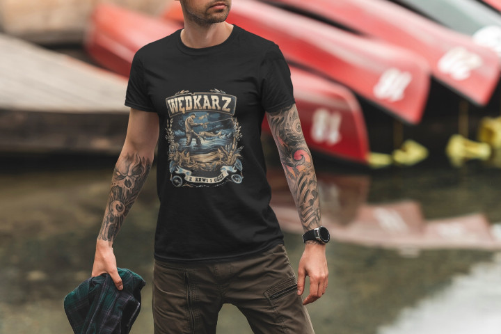 Koszulka męska Wędkarz z Krwi i Ości na ryby prezent dla Wędkarza T-shirt — zdjęcie 5