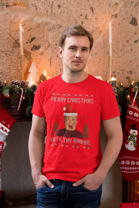 Koszulka męska Świąteczna filmowa Kevin sam w domu T-shirt świąteczny — zdjęcie 2