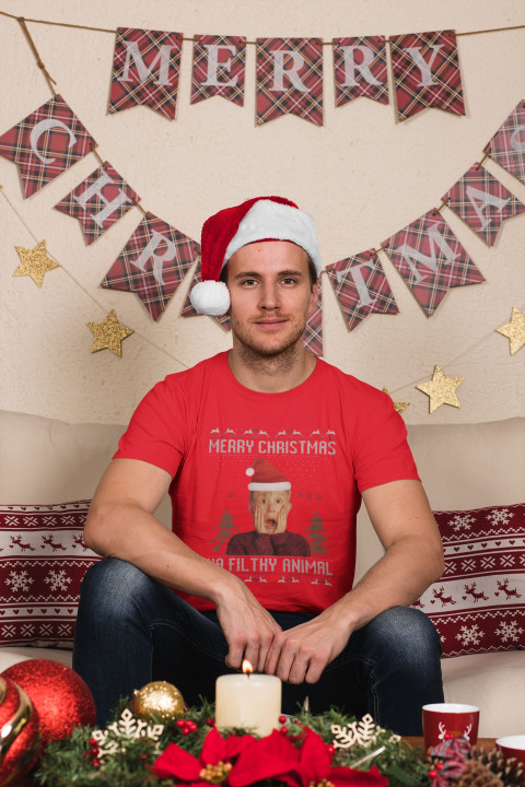 Koszulka męska Świąteczna filmowa Kevin sam w domu T-shirt świąteczny — zdjęcie 3