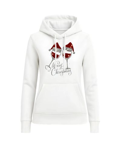 Bluza damska Świąteczna Merry Christmas kieliszki w czapkach mikołaja