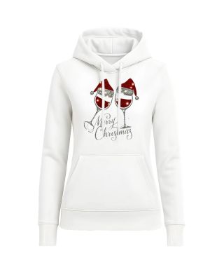 Bluza damska Świąteczna Merry Christmas kieliszki w czapkach mikołaja