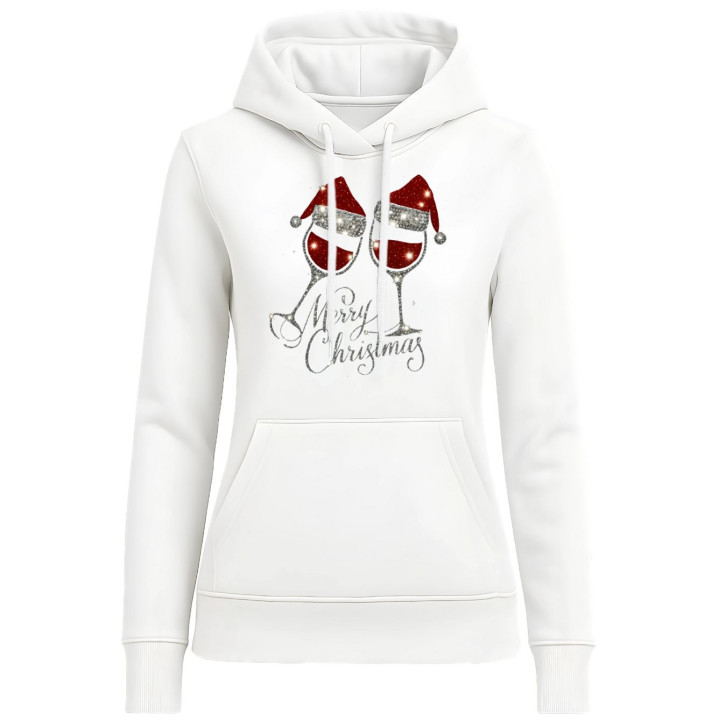 Bluza damska Świąteczna Merry Christmas kieliszki w czapkach mikołaja