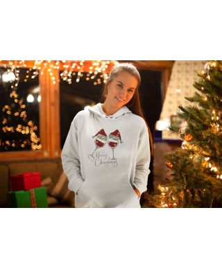 Bluza damska Świąteczna Merry Christmas kieliszki w czapkach mikołaja