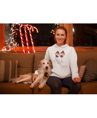 Bluza damska Świąteczna Merry Christmas kieliszki w czapkach mikołaja