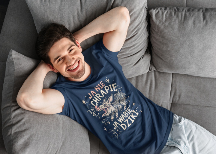 Koszulka męska Ja Nie Chrapię Ja Wabię Dziki śmieszny T-shirt męski — zdjęcie 5